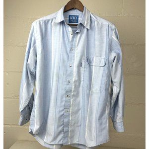 1990 Levi's Button Shirt Vintage 90's Blue & White Stripe, Mens Large